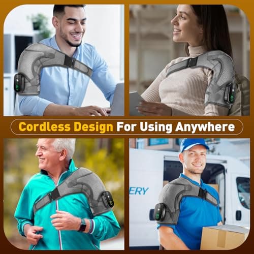 Shoulder Heating Pad, FSA Eligible Items List, Shoulder Massager for Pain Relief Deep Tissue, Heated Shoulder Brace Wrap for Men Women, Rotator Cuff Heating Pad for Pain Relief - Thumbnail 5