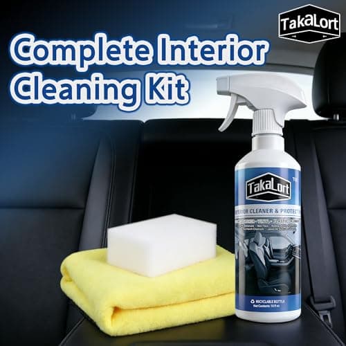 TAKALORT Car Interior Cleaner & Protectant, 32 Fl Oz Spray – Cleans & Helps Protect Dashboard, Leather, Vinyl & Plastic, Adjustable Spray Nozzle, Includes Towel & Magic Eraser Sponge (Pack of 2) - Thumbnail 5