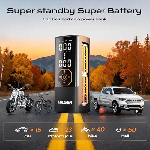 Tire Inflator Portable Air Compressor Air Pump for Car Tires Cordless Electric 180PS for Car, Motorcycle, Bike, Ball, with Tire Gauge Pressure-Black - Thumbnail 2