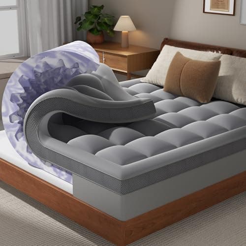 ChiXpace 4 Inch Twin Mattress Topper Dual Layer Memory Foam Mattress Topper, Soft Pillow Top Mattress Cover, Gel Foam Mattress Egg Crate Design, Twin Size Mattresses Pad (Grey) - Image 1