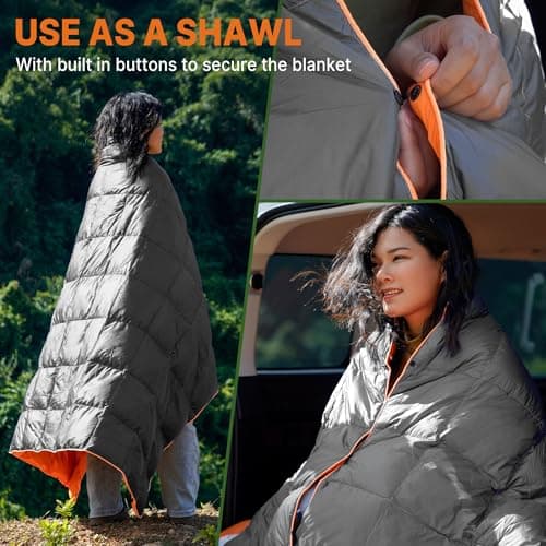 Gaialoop Mega Down Puffy Blanket for 2 Person Car Camping Outdoor Travel, Duck Down Lightweight Portable Soft Warm Cozy Camping Blanket, Christmas Stocking Stuffers Gifts - Thumbnail 4