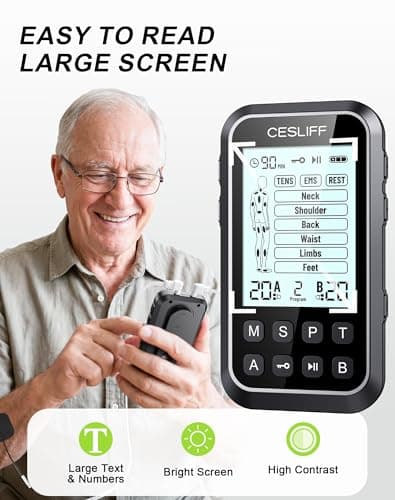 CESLIFF Dual Channel TENS Unit 3-in-1 Muscle Stimulator Machine with 36 Modes & 20 Levels for Shoulder, Back, Neck, Sciatica Pain Relief - Thumbnail 5