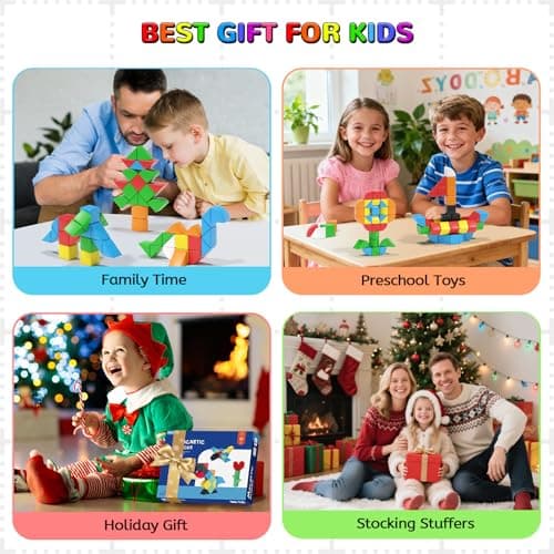 Hiwawind 84pcs Magnetic Blocks,Toys for 3 Year Old Boys & Girls, Sensory Toys for Kids with Autism, STEM Preschool Montessori Toys for Toddlers 3-5, Christmas Toys Birthday Gifts for Grandkids - Thumbnail 6