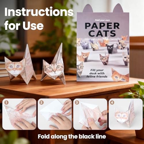 Origami cats - 50 Sheets Paper Cats Origami kit- DIY Cat Origami Paper foldable 3D Cute Cats Figures for Kids Ages 8-12, Creative Crafts for Adults - Fun Desk Decor & Gift for Cat Lovers - Thumbnail 6