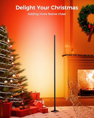 Smart RGB LED Corner Floor Lamp with App and Remote Control, 65" Color Changing Standing Lamp with Music Sync and 16 Million DIY Colors, Modern Floor Lamps for Bedroom Living Room Gaming Rooms - Thumbnail 2