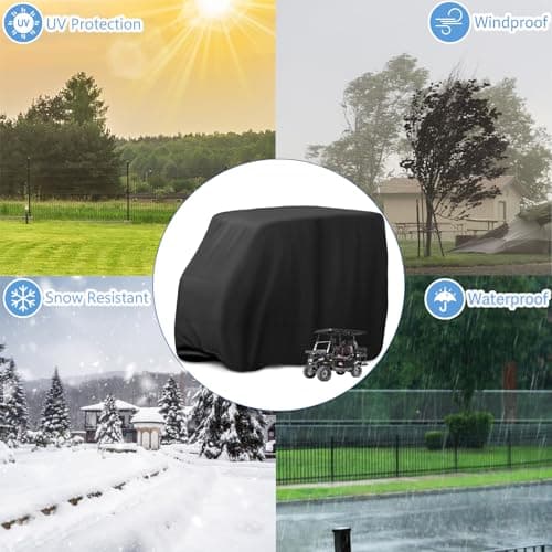 Jungda Golf Cart Cover,Waterproof Universal 4 Passenger Golf Cart Covers,Golf Cart Accessories for Outdoor Storage Protective - 123" L x 56" W x 81" H - Thumbnail 5