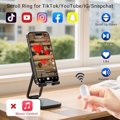 Scrolling Ring Remote for TikTok YouTube IG Shorts Video Landscape Portrait, Fingertip Wireless Scroller Page Turner Clicker for Kindle APP Compatible with iPhone iPad Android Phone Tablet (White) - Thumbnail 3