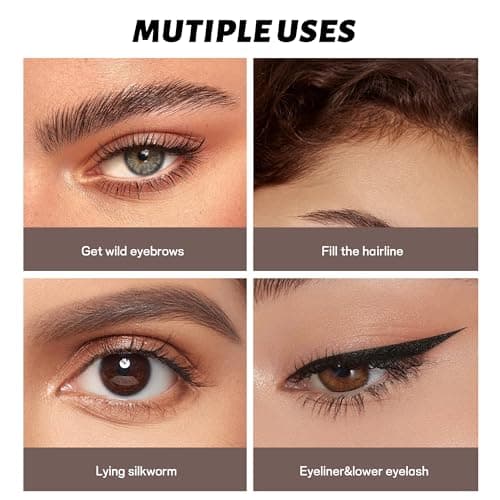 2 Pack 4-Tip Microblading Eyebrow Pen with 2 Brow Brushes, Waterproof Vegan Formula Eyebrow Pencils for Women to Effortlessly Create Natural Hair-Like Strokes, All-Day Wear (Black Brown) - Thumbnail 6