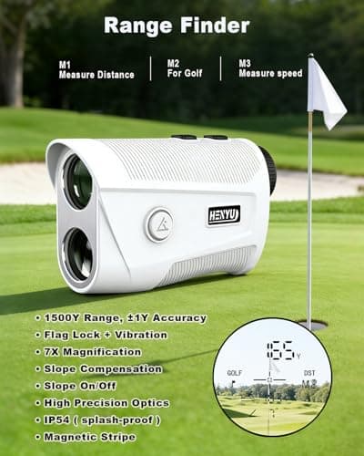 Golf Rangefinder with Slope - 1500 Yard Laser Range Finder for Golfing & Hunting, High-Precision Flag Locking Vibration, 7X Magnification, USB-C Rechargeable, Built-in Magnetic Strip - Thumbnail 2