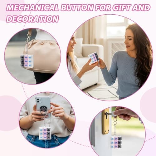 HOMQYTE Transparent Keyboard Fidget Toys for Adults Keyboard Clicker Button Keychain Sensory Toy for Office Stress Relief Autism (9IN1-Style A) - Thumbnail 6