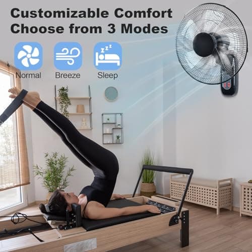 Aotop 16 inch Wall Mount Fan with Remote Control - 2 Pack, 3-Speed and 3 Modes, Timer Function, Adjustable Head, Oscillating Fan for Home and Office - Black - Thumbnail 6