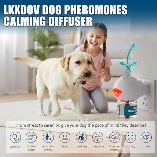 LKXDOV Dog Calming Diffuser, Calming Pheromones Diffuser Kit Appeasing Pheromone Diffuser to Calm (2Plug in+4Refill) for Anxiety Relief Reduce Aggression Fighting Barking Stress - Thumbnail 3