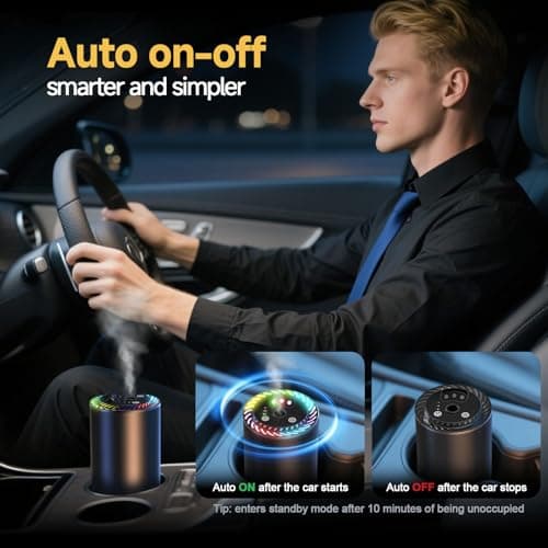 Smart Car Air Freshener Diffuser Voice Control with Starry Projection Light, 3 Adjustable Modes Intelligent Aromatherapy for Essential Oil, Smart Auto On/Off, Voice Edition (Cologne + Ocean) - Thumbnail 4