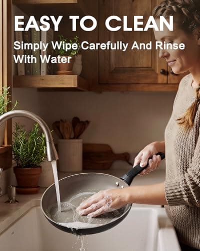 UFIRE 8 Inch Nonstick Frying Pan Skillet, Ceramic Frying Pan, Non Toxic Healthy Ceramic Coating, Suitable for All Stovetops, PTFE PFOA PFOS Free, Black - Thumbnail 5