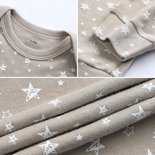 MEYSAHO Baby Newborn Layette 10-Piece Set Cotton Bodysuits Short Sleeve Pants Sets Star Plane Printed for Baby Girls Boys Clothes Unisex Baby Gift Sets for 0 3 Months - Thumbnail 6