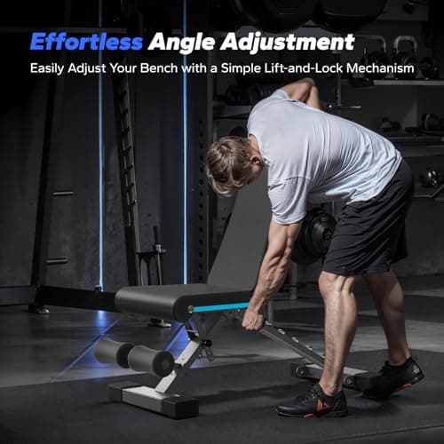 MERACH Weight Bench, Foldable Weight Benches for Home Gym with 990 LBS, Adjustable Weight Bench with 72 Training Angles, Incline Bench Press for Full Body - Thumbnail 5