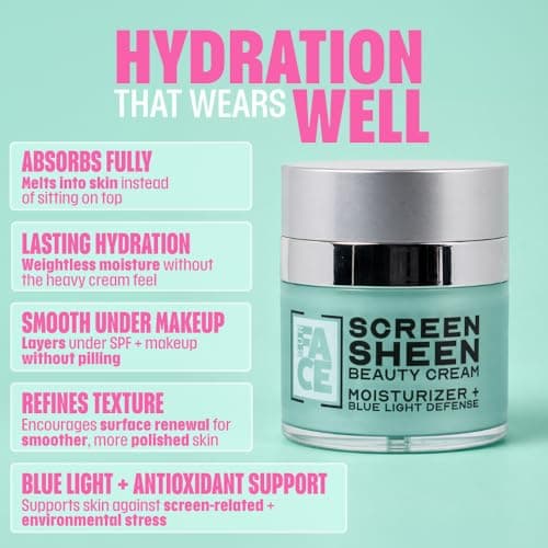 SurFACE Face Moisturizer with Microalgae, Retinol, Squalane Hydrating Blue Light Defense Cream Screen Sheen 1.7 oz - Thumbnail 2