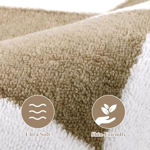 Yamaziot 8x10 Large Checkered Area Rug, Non-Slip Soft Washable Living Room Rug with Rubber Backing, Low Pile Rug Floor Carpet for Dinning Room, Bedroom, Beige Brown - Thumbnail 4