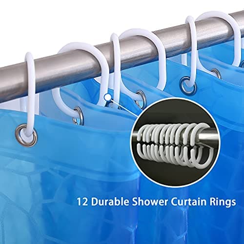 Bostofy Waterproof Shower Curtain Liner EVA Thick Shower Curtain with Heavy Duty 3 Bottom Magnets, Shower Liner for Shower Stall, Bathtubs, 3D Pebble Pattern, 72 x 72,12 Hooks - Thumbnail 6