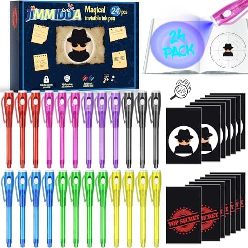 JIMMIDDA Invisible Ink Pen Spy Game for Kids, Party Favors Toys for Girls Boys, Magic Markers for Boys Girls Fun Outdoor Toys, Birthday for 6-13 Year Old Girls Boys (24PCS+Black Notebooks) - Image 1