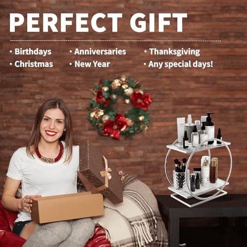 YIWANFW Makeup Perfume Organizer, Sliver 2-Tier Bathroom Counter Organizer - Thumbnail 5
