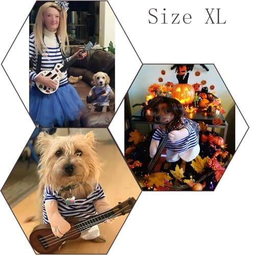 NACOCO Pet Guitar Costume Dog Costumes Cat Halloween Christmas Cosplay Party Funny Outfit Clothes (XL) - Thumbnail 6