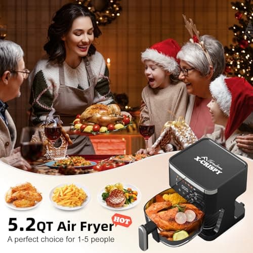 APSARAS USA Air Fryer Glass, 5.2QT Convection Oven Glass Air Fryer Non Toxic, Transparent Fry Bowl | Cook Shrimp, Steak, Fries, Wings, Chicken & More | Precise Temperature Control & Time - Thumbnail 4