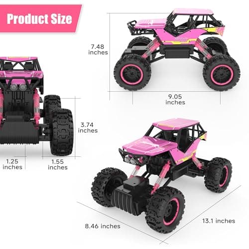 DOUBLE E 1:12 RC Monster Truck - 4WD Off-Road Remote Control Car with Dual Motors and Headlights - Thumbnail 6