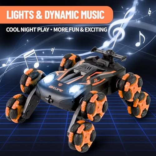MOMONOVA 8WD RC Stunt Car with Mist Spray - 8 Wheel Remote Control Car for Boys 8-12, Off-Road Stunt Vehicle with Lights & Music, 360° Flip Toy with 2 Rechargeable Batteries, Birthday Gift for Kids - Thumbnail 3