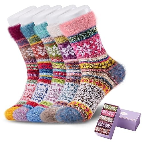 SISOSOCK 5 Pairs Fuzzy Soft Cozy Comfortable Socks for Women, Casual Sleep Comfy Socks, Perfect Warm Winter Gifts for Women - Image 1