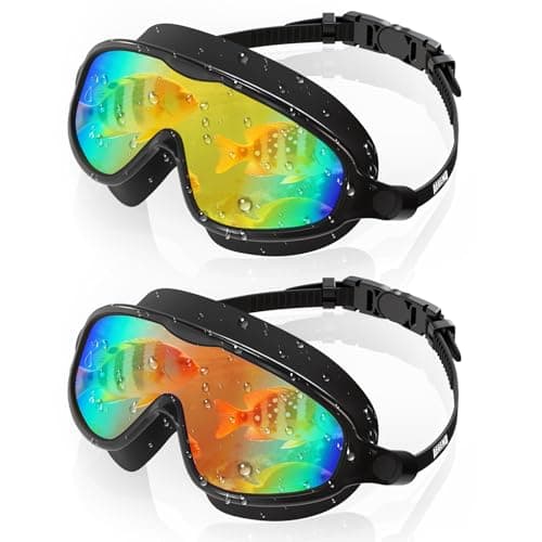 Aegend Swim Goggles for Adult Youth - 2 Pack Wide View Anti-Fog Anti-UV Swimming Goggles for Men & Women (Aqua & Bright Orange)
