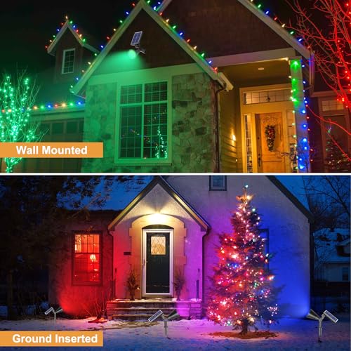 APOMAO RGB Halloween Solar Lights Outdoor, 2 Modes Solar Spotlights Outdoor Waterproof, Adjustable Solar Color Changing Lights for Yard Garden Holiday Christmas Decorations- 4 Pack (Multicolor) - Thumbnail 4