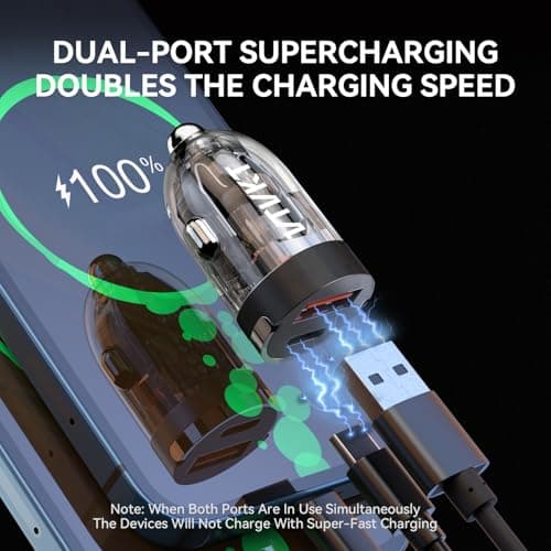 VTVKT Car Super Fast Charger, Dual USB Ports Phone Charger, Cigarette Lighter Adapter, PD30W & QC30W Car Charging for iPhone 16/15/14/13/12/11 Samsung Galaxy Huawei iPad - Thumbnail 6