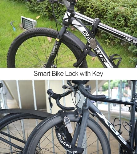 Chain Lock with Key eLinkSmart Waterproof Bicycle 100CM Chain Lock for Bike Scooter Motorcycle Door Fence Gate Fingerprint Bluetooth App Heavy Duty Outdoor Security - Thumbnail 6