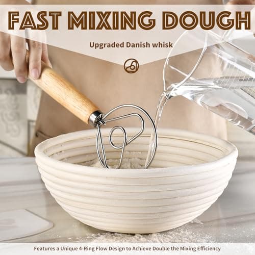 HAOCHUYI 9-Inch Round Bread Proofing Basket, Complete Sourdough Starter Kit, Essential Bread Making Tools, Perfect for Sourdough Baking, HAOCHUYI Gift Set - Thumbnail 3