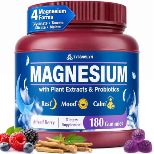 Magnesium Glycinate Gummies 500mg, Magnesium Complex for Women – 4 Forms of Glycinate, Citrate, Taurate, Malate with Ashwagandha, Probiotics, B6, D3 & Zinc for Sleep, Focus, Calm & Muscle | 180 Count - Image 1