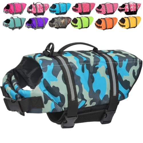Doglay Dog Life Jacket, Dog Life Vest for Swimming Boating, Adjustable Puppy Life Jacket with Reflective Stripes, Superior Buoyancy Dog Swimming Vest for Small Medium and Large Dogs