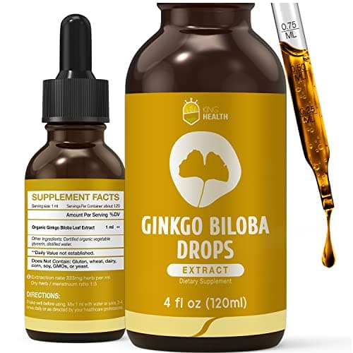 Organic Ginkgo Biloba Extract Liquid Supplements, Brain & Focus Support, 98% Absorption, Vegan, Non-GMO, Alcohol & Gluten Free - 4 Fl Oz - Image 1