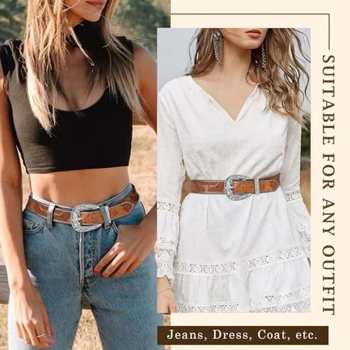 BELTROAD Western Belts for Men Cowboy Belt Women Vintage Cowgirl Men's Country Belt for Jeans Christmas Belts Gifts - Thumbnail 2