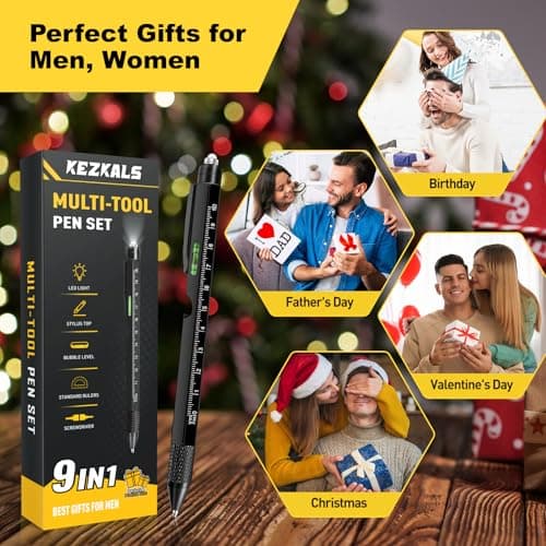KEZKALS Fathers Day Mens Gifts for Husband Dad, 9 in 1 Multitool Pen Gifts for Men, Fathers Day Gift from Daughter Wife Son, Anniversary Birthday Gifts for Men, Dad Gifts for Grandpa Him, Gadgets Tool - Thumbnail 2