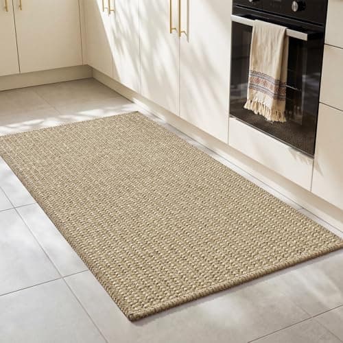 RESARE 100% Jute Kitchen Rugs Non Slip, 17"x32" Kitchen Mats for Floor, Farmhouse Kitchen Runner Rug with Latex Back, Boho Natural Woven Rugs Kitchen Floor Mat for Sink, Laundry, Entrance, Hallways - Image 1