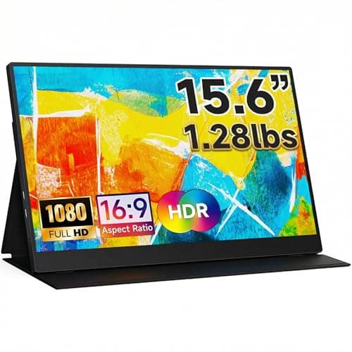CZGG Portable Monitor 15.6 inch Ultra-Light Extended Monitor for Laptop 1080P FHD IPS Build-in Speakers HDMI USB-C Second Screen for Gaming PC mac Phone PS4/5 Switch Xbox with Kickstand Case - Image 1