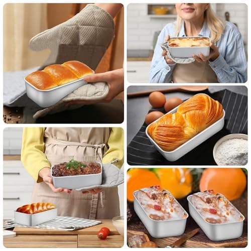 LIANYU 6 Pack Mini Loaf Pan Tins for Baking Bread, 6.3 x 3.5 Inch Stainless Steel Small Bread Loaf Pan for Homemade Meatloaf, Tin Loaf Baking Pan Perfect for Banana Sourdough Sandwich, Dishwasher Safe - Thumbnail 6