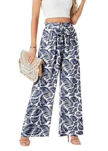 FREEOAK Womens Wide Leg Pants High Waisted 2024 Trendy Outfits Summer Slacks Lounge Bottom Office Business Flowy Palazzo Pant - Image 1