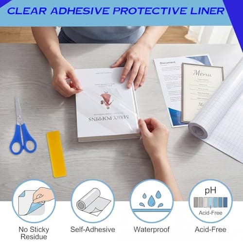 WSICSE 4 Rolls Clear Contact Paper, 13.5 in x 5 ft Clear Self Adhesive Book Covers Protective Paper Protector for Books Crafts Textbook Documents Home Decor - Thumbnail 3