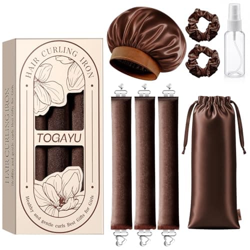Togayu Heatless Hair Curler Set with Satin Sleep Bonnet, 2 Satin Scrunchies, Jumbo Flexi Rods for Overnight Curls, Overnight Hair Curlers for Natural Long Hair, Includes Spray Bottle & Storage Bag - Image 1