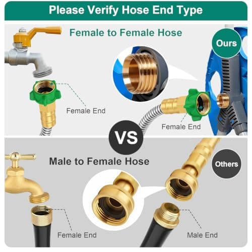 Short Metal Garden Hose Connector 5FT, Stainless Steel Small Hose Extension Adapter for Hose Reel, Flexible, Lightweight & Heavy Duty Water Pipe, No Kinking Outdoor Water Hose for Yard - Thumbnail 4