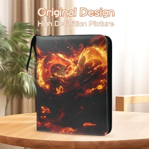 Trading Card Binder 4 Pocket, Fits 400 Cards with 50 Removable Sleeves, Portable TCG Album Folder for Standard Size Game Cards, Sports Card Holder Book for Collectors, Inferno Draco - Thumbnail 4