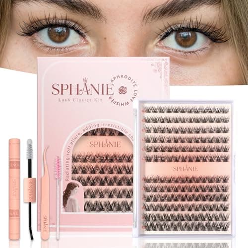 SPHANIE Lash Clusters Kit Natural Look - 144Pcs Wispy Eye Lash Clusters Kit with Lash Cluster Bond and Seal, Lash Cluster Glue Waterproof, Lash Kits Extensions Kit for Beginners DIY at Home - Image 1