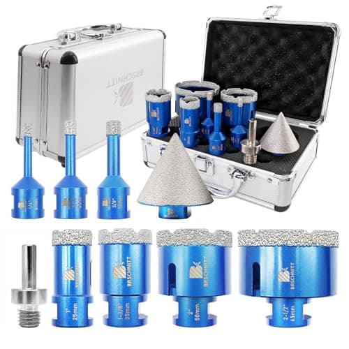 Diamond Core Drill Bit Set - BRSCHNITT 1/4" 5/16" 3/8" 1" 1-3/8" 2" 2-1/2"Diamond Tile Hole Saw Kit for Drilling Porcelain Tile Ceramic Marble Granite,2" Diamond Chamfer Bit&Adapter - Image 1